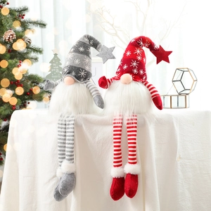 Gnomo Natalizio Luminoso a Gamba Lunga Bambola di Peluche Fatto a Mano Tomte Senza Volto Decorazioni Natalizie per Casa Ufficio Regalo