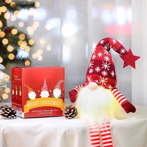 Gnomo di Natale luminoso con cappello a fiocchi di neve e scatola regalo decorativa