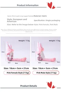 Size chart showing dimensions for handmade pink Easter gnome plush with long legs