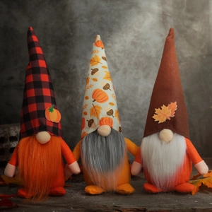 Autumn Harvest Festival Gnome Plush Faceless Doll Rudolph Pumpkin Maple Leaf Ornament Thanksgiving Halloween Home Decor Gift