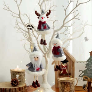 Nordische Weihnachten Plüschpuppen Zum Aufhängen Weihnachtsmann Schneemann Rentier Gestrickter Anhänger Für Weihnachtsbaum Deko