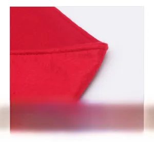 Close-up of durable stitching and high-quality red felt texture on Christmas table runner