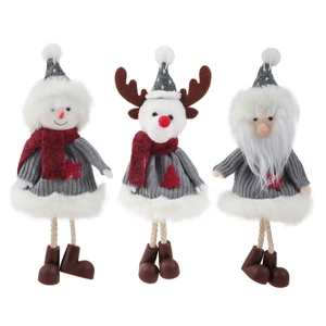 Dreiteiliges Set Weihnachts-Plüschfiguren mit Weihnachtsmann, Schneemann und Rentier