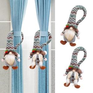 Scandinavian Christmas Gnome Curtain Buckle Plush Knitting Tomte Faceless Doll Home Window Xmas Party Festive Ornament