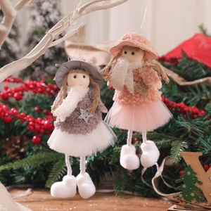 Christmas Angel Plush Doll Ornaments For Christmas Tree Decoration Cute Fabric Mesh Girl Hanging Doll Festive Home Decor