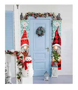 Striscioni natalizi per porte esterne con gnomi nordici e fiocchi di neve festivi
