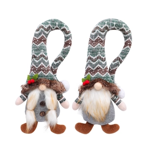 Pair of Christmas gnome curtain buckles with long white beard and braided hair decorations