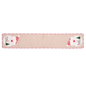 Christmas linen table runner with Santa Claus embroidery and Merry Christmas text