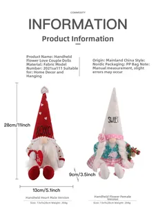 Detailed infographic showing dimensions of male and female Valentine's Day gnomes