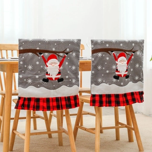 Fodera per Sedia Babbo Natale Plaid Ricamato Decorazione di Natale Volant Sala da Pranzo Tavolo Decorazione per le Feste