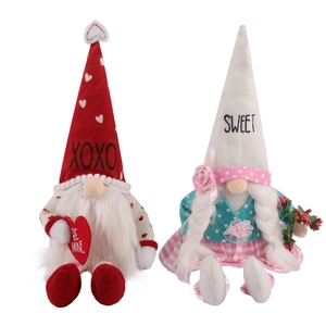 Handmade Valentine's Day Gnome plush dolls with heart and long legs for home decor