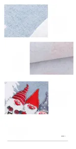Détail du chemin de table de Noël avec gnomes, coutures fines et tissu de toile durable
