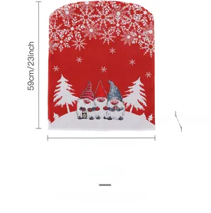Detaillierte Größenangaben für rote Weihnachts-Stuhlhussen mit Gnomen-Motiv in 59x48 cm