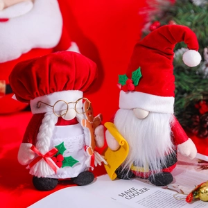 Christmas Red Gnomes Plush Dolls Rudolf Faceless Doll Ornaments Handmade Nordic Fabric Xmas Desktop Decor For Home Gift