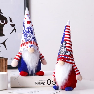 Decorazioni in Peluche Gnomo Patriottico del Giorno dell'Indipendenza USA 4 Luglio Statua della Libertà Bambola Gnomo Rosso Bianco Blu Figurina per Casa Festa