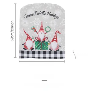 Detailed view of Christmas gnome chair cover with dimensions 59x48cm and holiday print