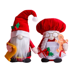Christmas red gnome plush set featuring a chef hat gnome and a red cone hat gnome