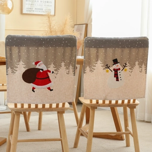 Festive Christmas chair back covers with Santa and Snowman patterns in Nordic style