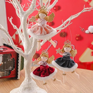 Weihnachten Krone Engel Mädchen Puppe Ornament Plüsch Samt Stoff Engel Anhänger Für Weihnachtsbaum Dekoration Urlaub Geschenk