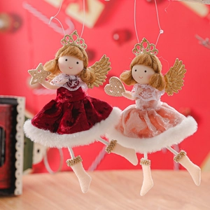 Weihnachtsengel-Puppenset mit Goldkronen und Flügeln für die Baumdekoration
