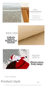 Detailaufnahme der präzisen Nähte und der festlichen Weihnachtsmann-Applikation auf dem Läufer