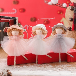 Three Christmas angel dolls with tulle skirts for tree hanging decorations