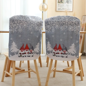 Set of 2 Christmas gnome chair covers with snowflakes for festive dining room decor