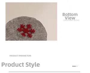 Detalle de calcetín navideño de punto gris con un bordado de copo de nieve rojo