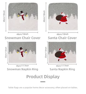 Détails du set de table et housse de chaise de Noël avec Père Noël et bonhomme de neige