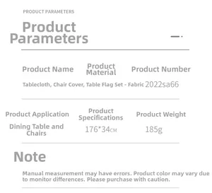 Detailed specifications for Red Plaid Table Runner Set showing 176x34cm size and material