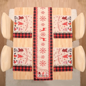 Chemin de table de Noël avec 4 sets de table à motifs de renne et flocons