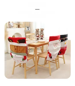 Festive Christmas chair covers with Santa, Reindeer and Snowman patterns for home dining decor