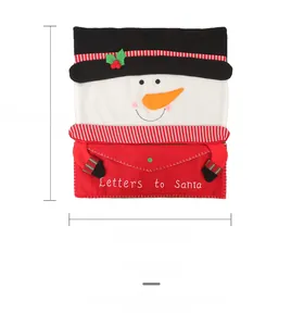 Detail view of Snowman chair cover with Letters to Santa pocket and 21x18.8in dimensions