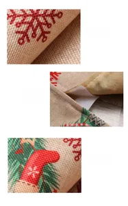 Détail du pied de sapin en lin avec broderie flocon rouge et fermeture velcro pratique