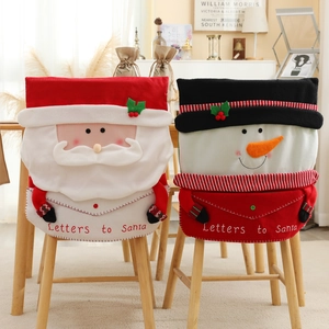 Christmas chair covers set with Santa and Snowman 3D plush designs and embroidery