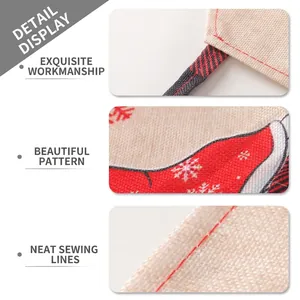 Christmas Rudolph linen apron with red snowflake pattern and fine stitching details