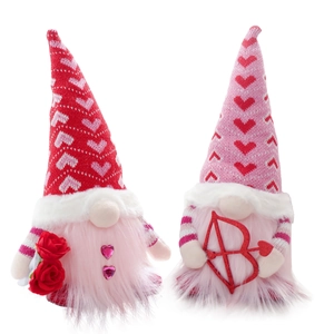 Luminous Valentine's Day gnomes set with red and pink hearts, rose and cupid bow