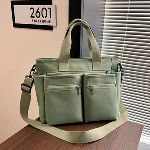 Fashion Large Capacity Nylon Tote Bag For Women Multi Pocket Crossbody Bag Casual Handbag Commuter Shoulder Bag