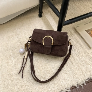 Vintage Frosted PU Leather Semi Circle Saddle Bag For Women Retro Oil Wax Shoulder Crossbody Bag With Metal Buckle