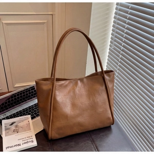 Minimalist Large Capacity Glossy PU Leather Tote Bag For Women Fashion Shoulder Bag For Daily Office Commuting And Travel