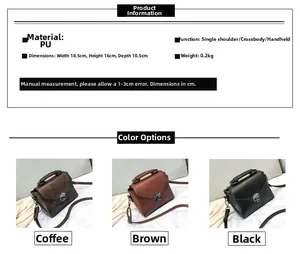 Detailed size specifications and material info for the PU leather saddle crossbody bag