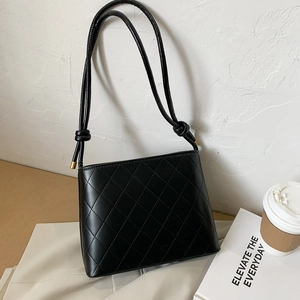 Borsa a Tracolla da Donna alla Moda Trapuntata in Pelle PU Minimalista Piccola Borsa Quadrata con Tracolla a Nodo
