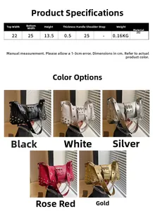 Detaillierte Größenangaben und Fünf-Farben-Vergleich der Krokodilmuster-PU-Tasche