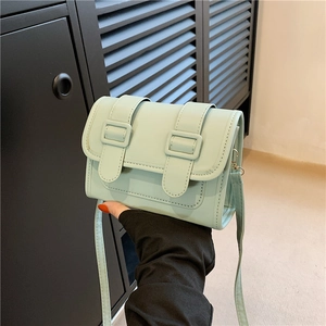 Women Retro PU Leather Small Square Bag Double Buckle Decor Simple Solid Color Crossbody Shoulder Bag For Daily Fashion