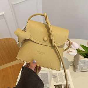 Vintage Litschimuster PU Leder Schultertasche Für Damen Minimalistische Umhängetasche Kleine Quadratische Tasche Mit Geflochtenem Riemen