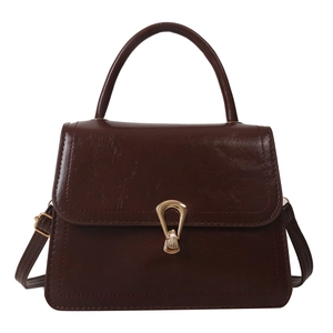 Minimalist wine red crossbody bag for women with gold clasp and top handle