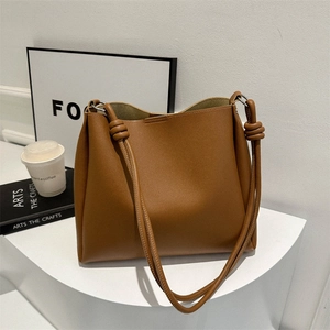 Sac Seau en Cuir PU pour Femme Grande Capacité Vintage Minimaliste Bandoulière à Nœud Navettage Tote Sac à Main Mode Quotidien
