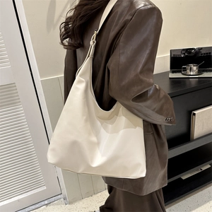 Minimalist beige Hobo bag large shoulder crossbody bag in soft matte leather style