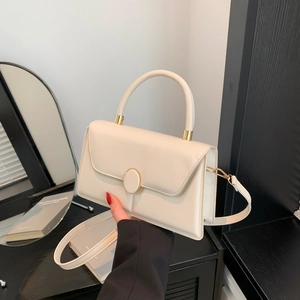 Petit Sac Carré Tendance en Cuir PU pour Femmes Sac à Bandoulière Minimaliste Couleur Unie Avec Poignée et Boucle en Métal