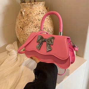Borsa a Tracolla Quadrata con Fiocco Retro da Donna in Ecopelle Fondo Ondulato Borsa a Mano alla Moda per Tutti i Giorni